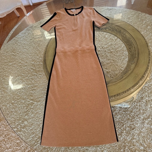Reiss Rosie Short Sleeve Sweater Dress XS Camel/Black Striped Knit - Picture 5 of 15